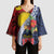 Flag of Kiribati Polynesian Pattern Kimono Sleeve Blouse Est 1979 With Tropical Flowers - Polynesian Pride