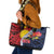 Flag of Kiribati Polynesian Pattern Leather Tote Bag Est 1979 With Tropical Flowers
