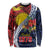 Flag of Kiribati Polynesian Pattern Long Sleeve Shirt Est 1979 With Tropical Flowers