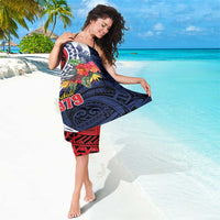Flag of Kiribati Polynesian Pattern Sarong Est 1979 With Tropical Flowers