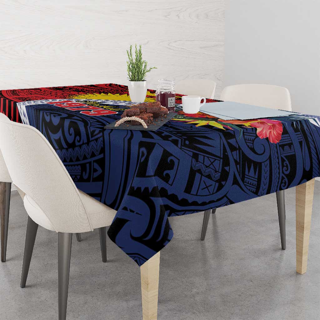 Flag of Kiribati Polynesian Pattern Tablecloth Est 1979 With Tropical Flowers LT9 - Polynesian Pride