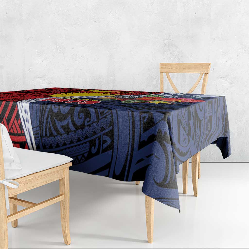 Flag of Kiribati Polynesian Pattern Tablecloth Est 1979 With Tropical Flowers LT9 - Polynesian Pride