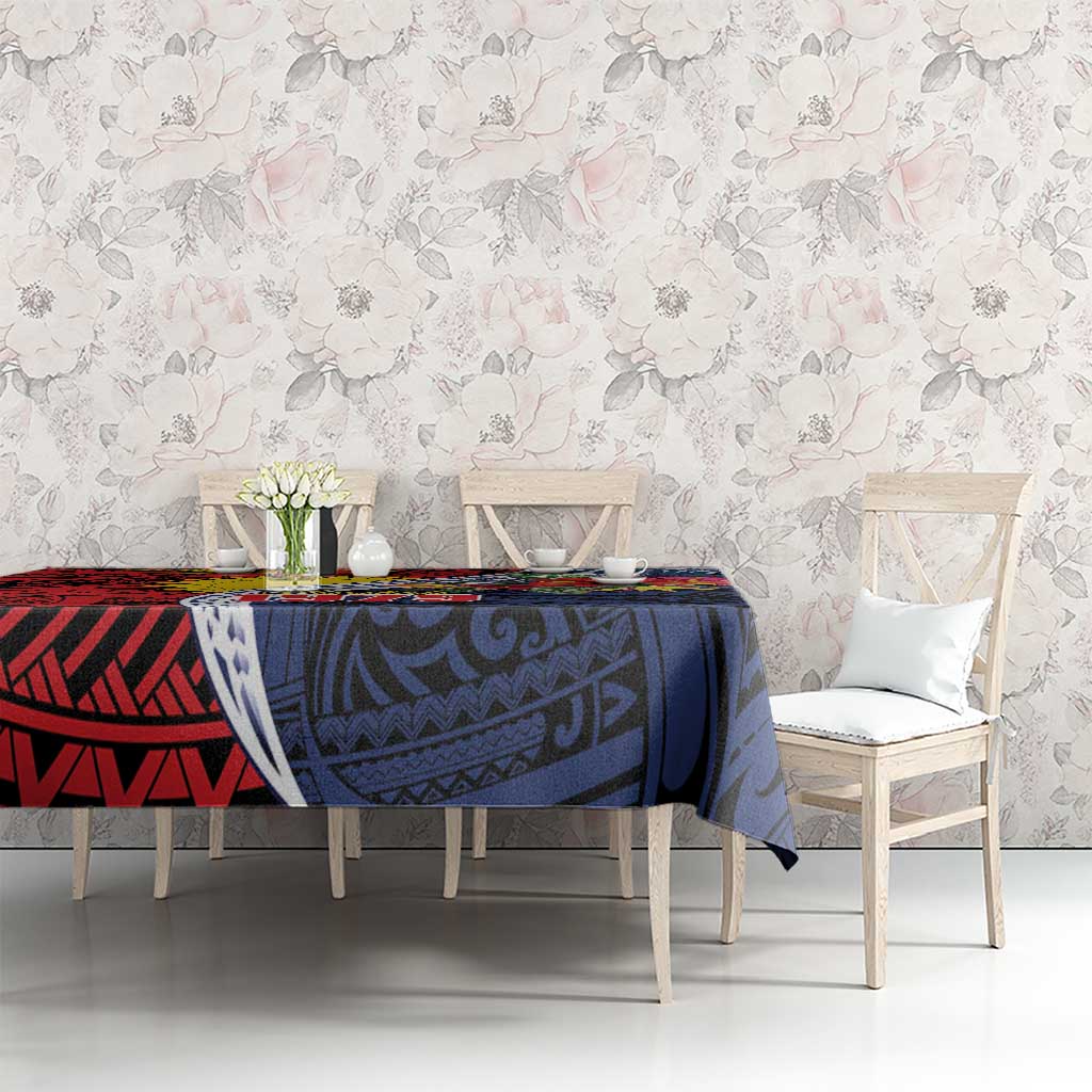 Flag of Kiribati Polynesian Pattern Tablecloth Est 1979 With Tropical Flowers LT9 - Polynesian Pride