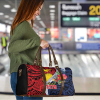 Flag of Kiribati Polynesian Pattern Travel Bag Est 1979 With Tropical Flowers - Polynesian Pride