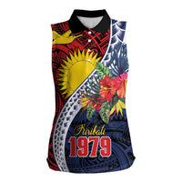 Flag of Kiribati Polynesian Pattern Women Sleeveless Polo Shirt Est 1979 With Tropical Flowers LT9 Female Red - Polynesian Pride