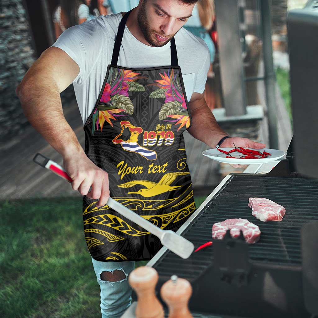 Kiribati Independence Day Personalised Apron Gold Frigatebird with Polynesian Pattern - Polynesian Pride