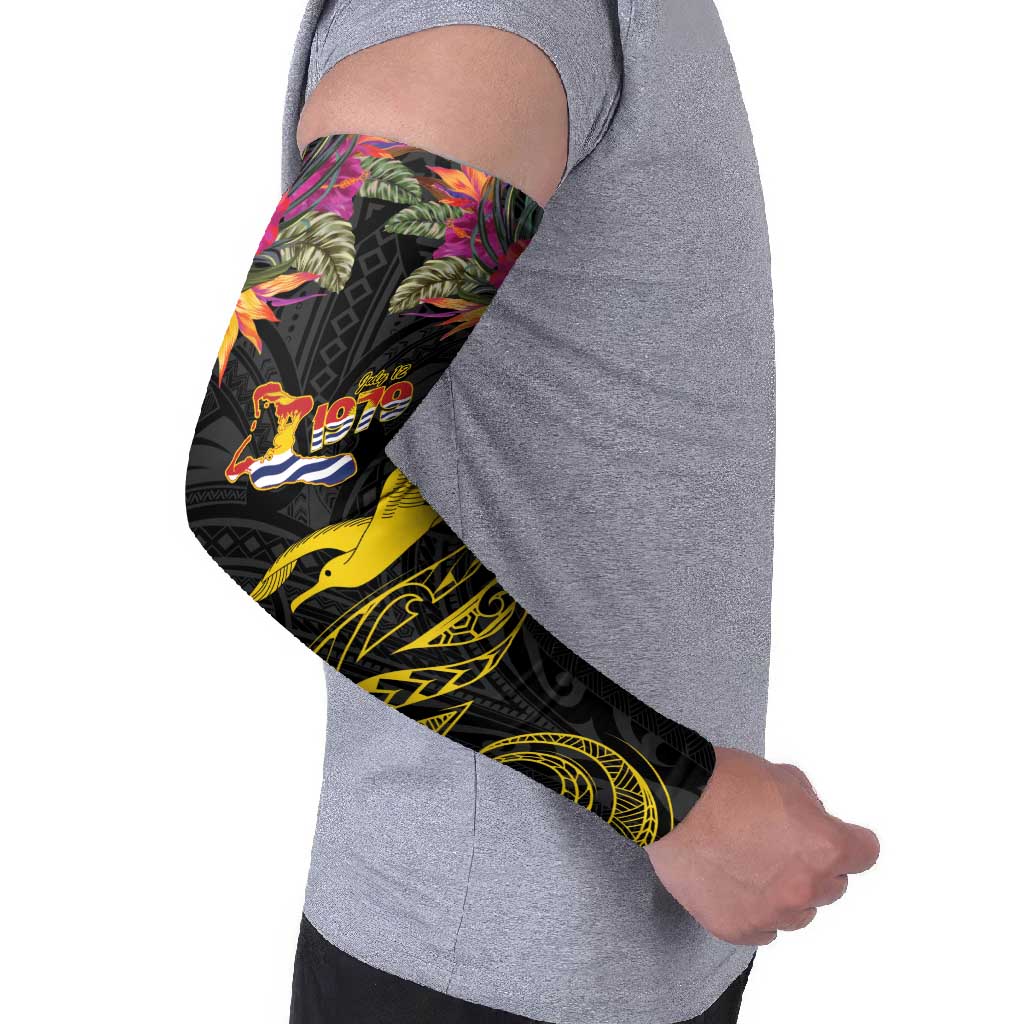 Kiribati Independence Day Personalised Arm Sleeves Gold Frigatebird with Polynesian Pattern LT9 - Polynesian Pride