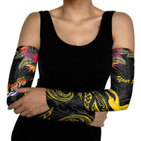 Kiribati Independence Day Personalised Arm Sleeves Gold Frigatebird with Polynesian Pattern LT9 - Polynesian Pride