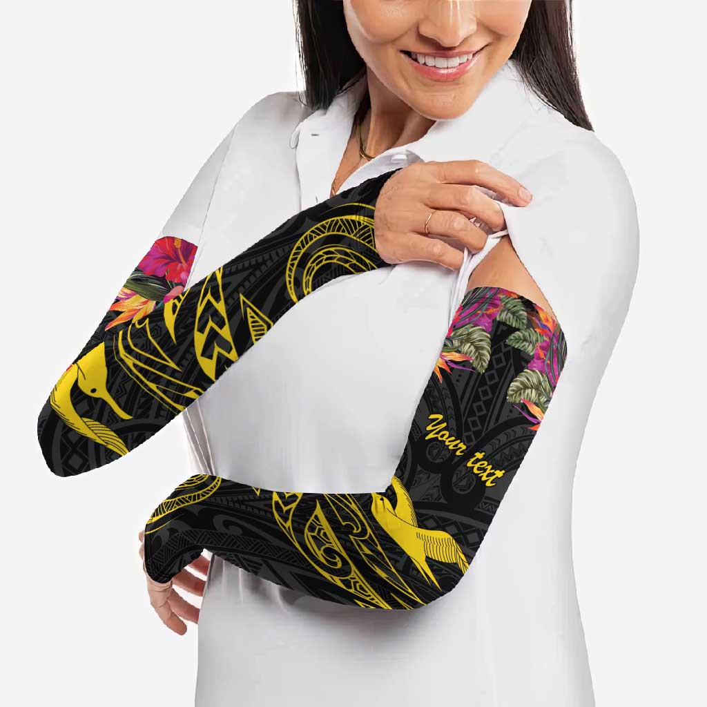 Kiribati Independence Day Personalised Arm Sleeves Gold Frigatebird with Polynesian Pattern LT9 - Polynesian Pride