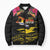 Kiribati Independence Day Personalised Bomber Puffer Jacket Gold Frigatebird with Polynesian Pattern - Polynesian Pride