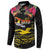Kiribati Independence Day Personalised Button Sweatshirt Gold Frigatebird with Polynesian Pattern