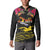 Kiribati Independence Day Personalised Button Sweatshirt Gold Frigatebird with Polynesian Pattern