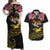 Kiribati Independence Day Personalised Couples Matching Off Shoulder Maxi Dress and Hawaiian Shirt Gold Frigatebird with Polynesian Pattern