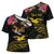 Kiribati Independence Day Personalised Cross Shoulder Shirt Gold Frigatebird with Polynesian Pattern - Polynesian Pride