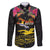Kiribati Independence Day Personalised Family Matching Off The Shoulder Long Sleeve Dress and Hawaiian Shirt Gold Frigatebird with Polynesian Pattern