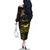 Kiribati Independence Day Personalised Family Matching Off The Shoulder Long Sleeve Dress and Hawaiian Shirt Gold Frigatebird with Polynesian Pattern
