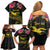 Kiribati Independence Day Personalised Family Matching Off Shoulder Short Dress and Hawaiian Shirt Gold Frigatebird with Polynesian Pattern