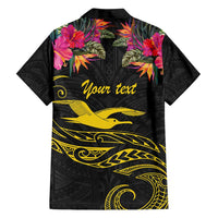 Kiribati Independence Day Personalised Family Matching Off Shoulder Short Dress and Hawaiian Shirt Gold Frigatebird with Polynesian Pattern LT9 - Polynesian Pride