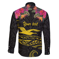 Kiribati Independence Day Personalised Family Matching Off Shoulder Short Dress and Hawaiian Shirt Gold Frigatebird with Polynesian Pattern LT9 - Polynesian Pride