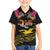 Kiribati Independence Day Personalised Family Matching Off Shoulder Short Dress and Hawaiian Shirt Gold Frigatebird with Polynesian Pattern
