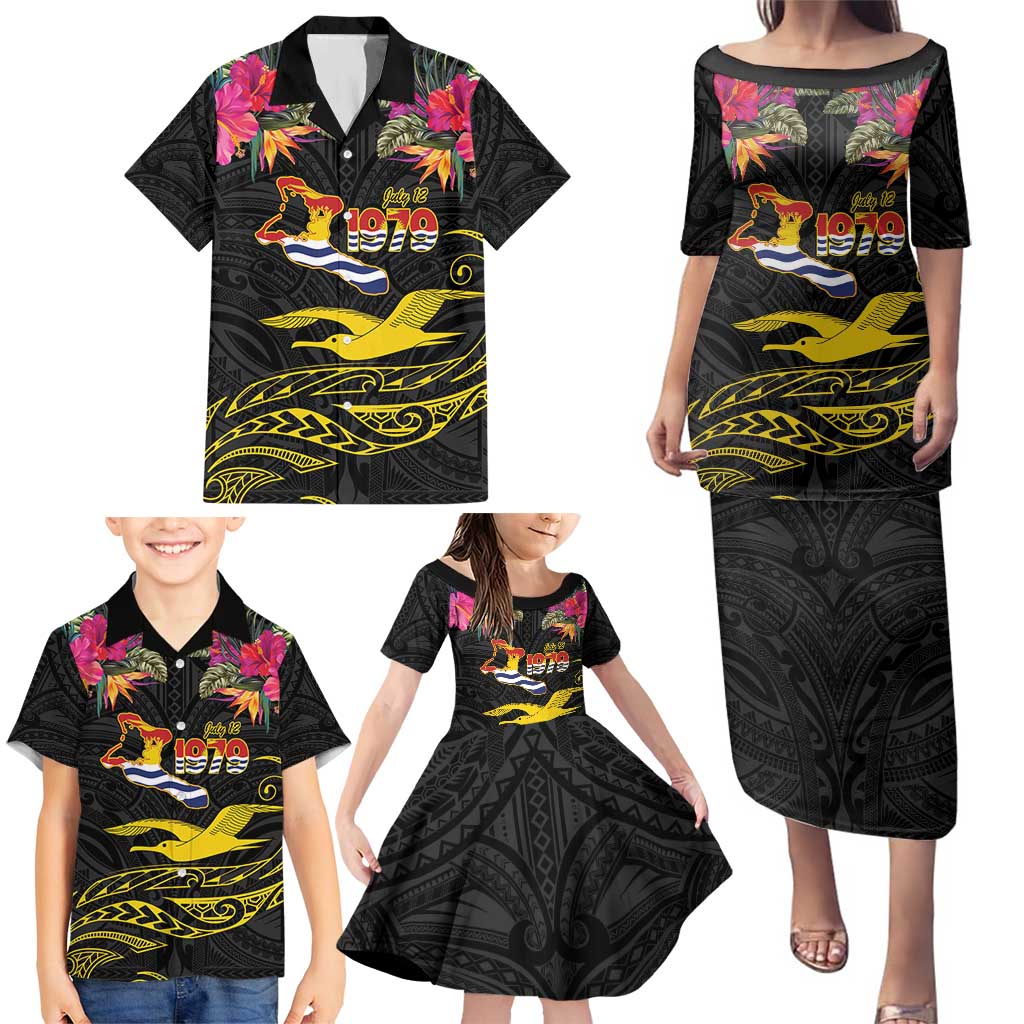 Kiribati Independence Day Personalised Family Matching Puletasi and Hawaiian Shirt Gold Frigatebird with Polynesian Pattern LT9 - Polynesian Pride
