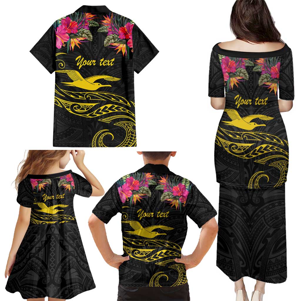 Kiribati Independence Day Personalised Family Matching Puletasi and Hawaiian Shirt Gold Frigatebird with Polynesian Pattern LT9 - Polynesian Pride