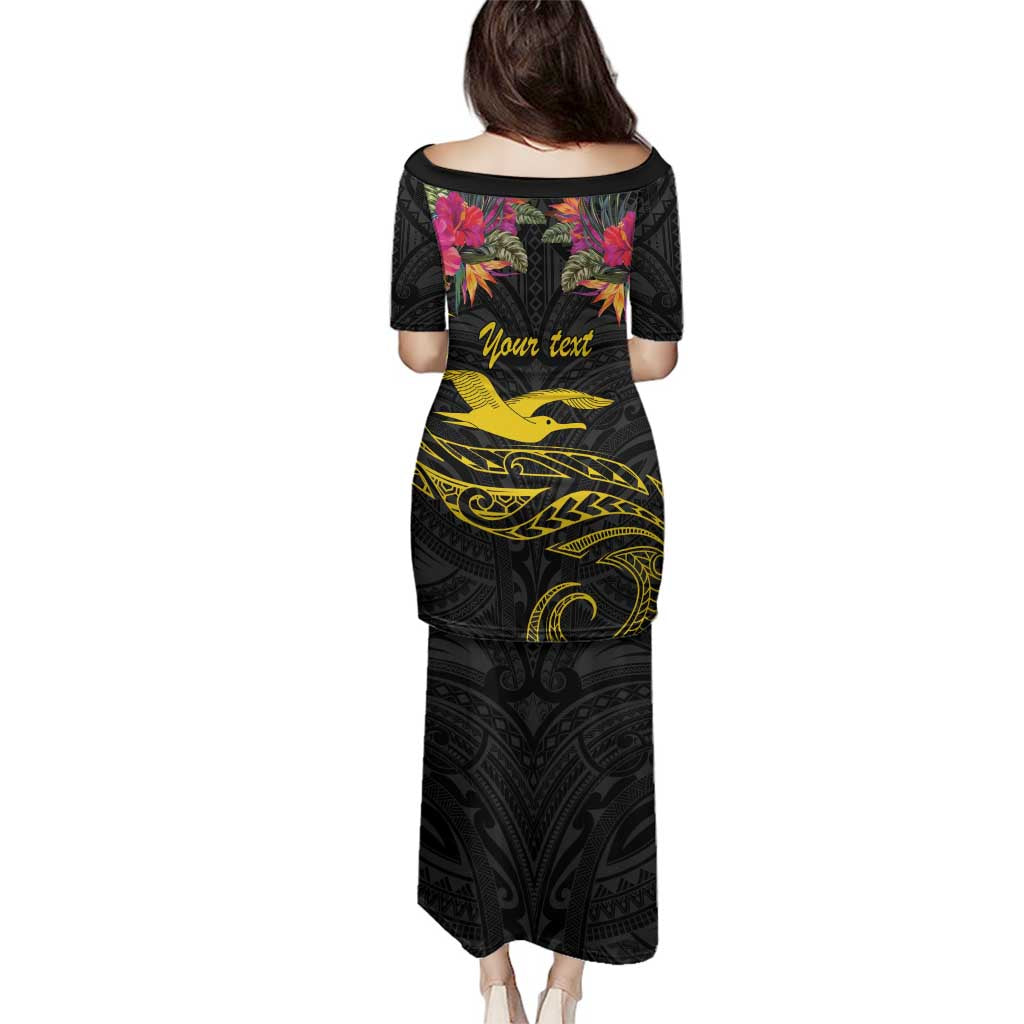 Kiribati Independence Day Personalised Family Matching Puletasi and Hawaiian Shirt Gold Frigatebird with Polynesian Pattern LT9 - Polynesian Pride