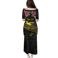 Kiribati Independence Day Personalised Family Matching Puletasi and Hawaiian Shirt Gold Frigatebird with Polynesian Pattern LT9 - Polynesian Pride