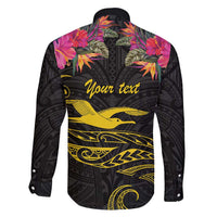 Kiribati Independence Day Personalised Family Matching Short Sleeve Bodycon Dress and Hawaiian Shirt Gold Frigatebird with Polynesian Pattern LT9 - Polynesian Pride