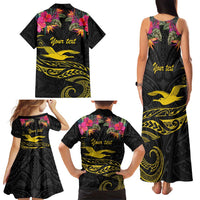 Kiribati Independence Day Personalised Family Matching Tank Maxi Dress and Hawaiian Shirt Gold Frigatebird with Polynesian Pattern LT9 - Polynesian Pride