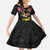 Kiribati Independence Day Personalised Kid Short Sleeve Dress Gold Frigatebird with Polynesian Pattern