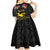 Kiribati Independence Day Personalised Kid Short Sleeve Dress Gold Frigatebird with Polynesian Pattern