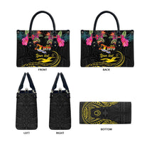 Kiribati Independence Day Personalised Leather Bag Gold Frigatebird with Polynesian Pattern - Polynesian Pride