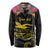 Kiribati Independence Day Personalised Long Sleeve Shirt Gold Frigatebird with Polynesian Pattern