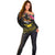 Kiribati Independence Day Personalised Off Shoulder Sweater Gold Frigatebird with Polynesian Pattern