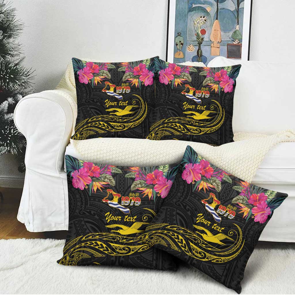 Kiribati Independence Day Personalised Pillow Cover Gold Frigatebird with Polynesian Pattern - Polynesian Pride