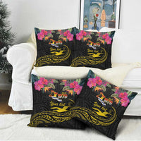 Kiribati Independence Day Personalised Pillow Cover Gold Frigatebird with Polynesian Pattern - Polynesian Pride