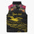 Kiribati Independence Day Personalised Sleeveless Puffer Jacket Gold Frigatebird with Polynesian Pattern - Polynesian Pride