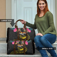 Kiribati Independence Day Personalised Travel Bag Gold Frigatebird with Polynesian Pattern - Polynesian Pride
