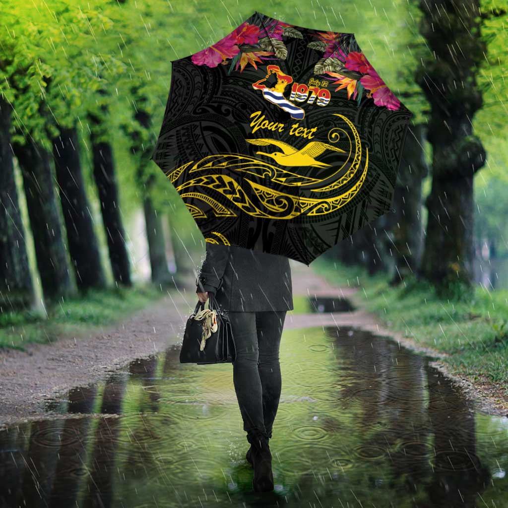 Kiribati Independence Day Personalised Umbrella Gold Frigatebird with Polynesian Pattern - Polynesian Pride