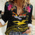 Kiribati Independence Day Personalised Women Casual Shirt Gold Frigatebird with Polynesian Pattern