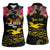 Kiribati Independence Day Personalised Women Sleeveless Polo Shirt Gold Frigatebird with Polynesian Pattern