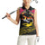 Kiribati Independence Day Personalised Women Sleeveless Polo Shirt Gold Frigatebird with Polynesian Pattern