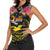 Kiribati Independence Day Personalised Women Sleeveless Polo Shirt Gold Frigatebird with Polynesian Pattern