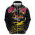 Kiribati Independence Day Personalised Zip Hoodie Gold Frigatebird with Polynesian Pattern