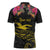 Kiribati Independence Day Personalised Zipper Polo Shirt Gold Frigatebird with Polynesian Pattern - Polynesian Pride