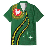 Manua Islands Polynesian Style Family Matching Long Sleeve Bodycon Dress and Hawaiian Shirt LT9 Dad's Shirt - Short Sleeve Green - Polynesian Pride