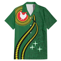 Manua Islands Polynesian Style Family Matching Mermaid Dress and Hawaiian Shirt LT9 Dad's Shirt - Short Sleeve Green - Polynesian Pride