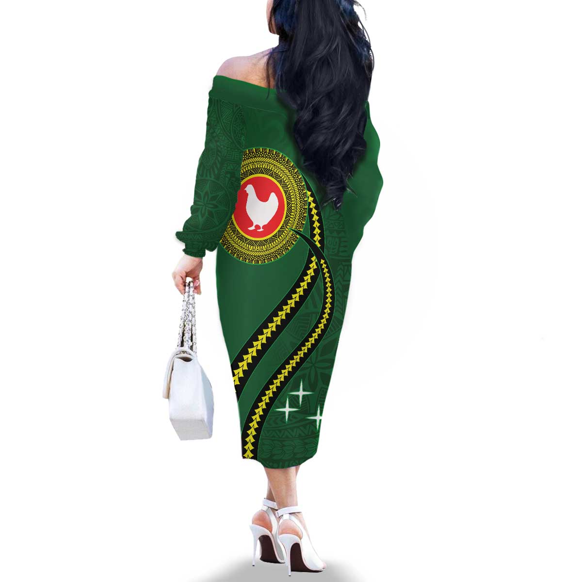Manua Islands Polynesian Style Family Matching Off The Shoulder Long Sleeve Dress and Hawaiian Shirt LT9 - Polynesian Pride