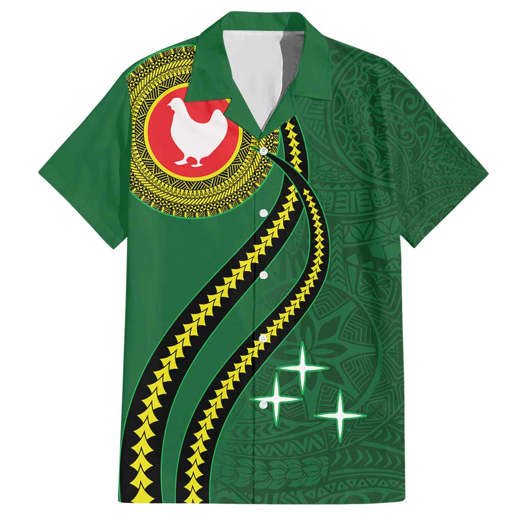 Manua Islands Polynesian Style Family Matching Short Sleeve Bodycon Dress and Hawaiian Shirt LT9 Dad's Shirt - Short Sleeve Green - Polynesian Pride